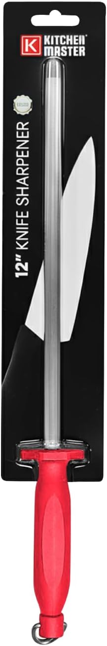 Kitchen Master 12 Inch Stainless Steel Sharpening Steel (Red) | Professional Honing Rod, KMK063 - Image 2